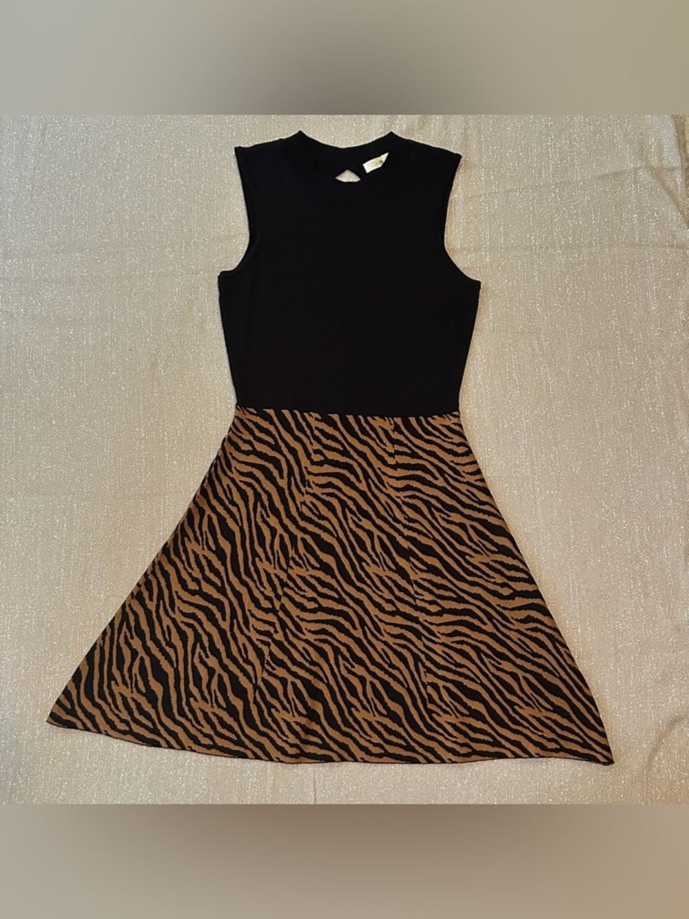 Rewind Knit Dress With Tiger Print Skirt, size L